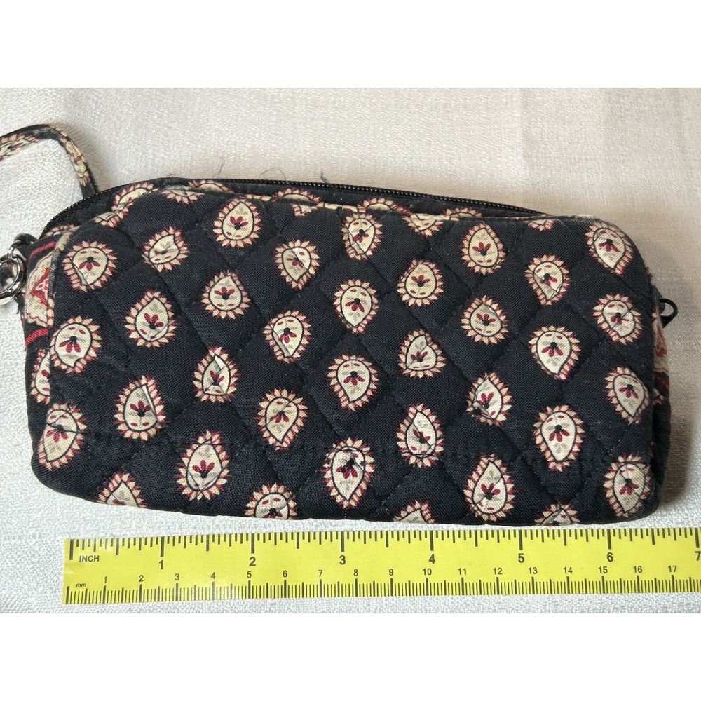 Vera Bradley Wristlet Purse Classic Black Paisley Teardrop - Picture 5 of 5